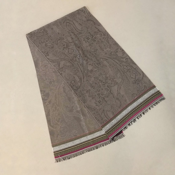 2/$25 V. Fraas Rectangular Taupe Paisley Scarf - Picture 1 of 16